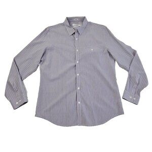 Calvin Klein Button Up Shirt Men's L Purple Stripes Pocket Long Sleeve EUC LN